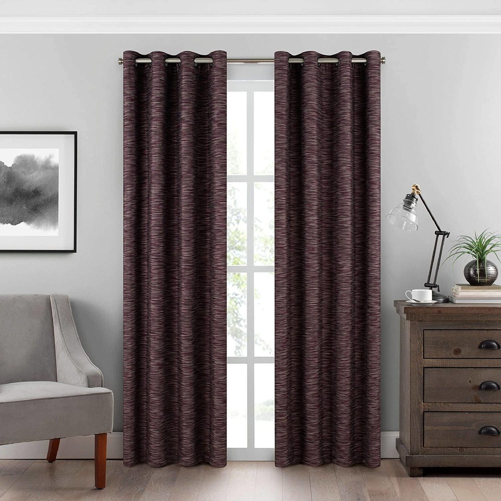 ECLIPSE Warren Grommet Top Curtains for Bedroom, Single Panel, 50" x 95", Garnet